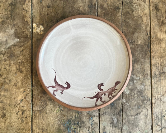 Velociraptor Pack Dinner Plate - white