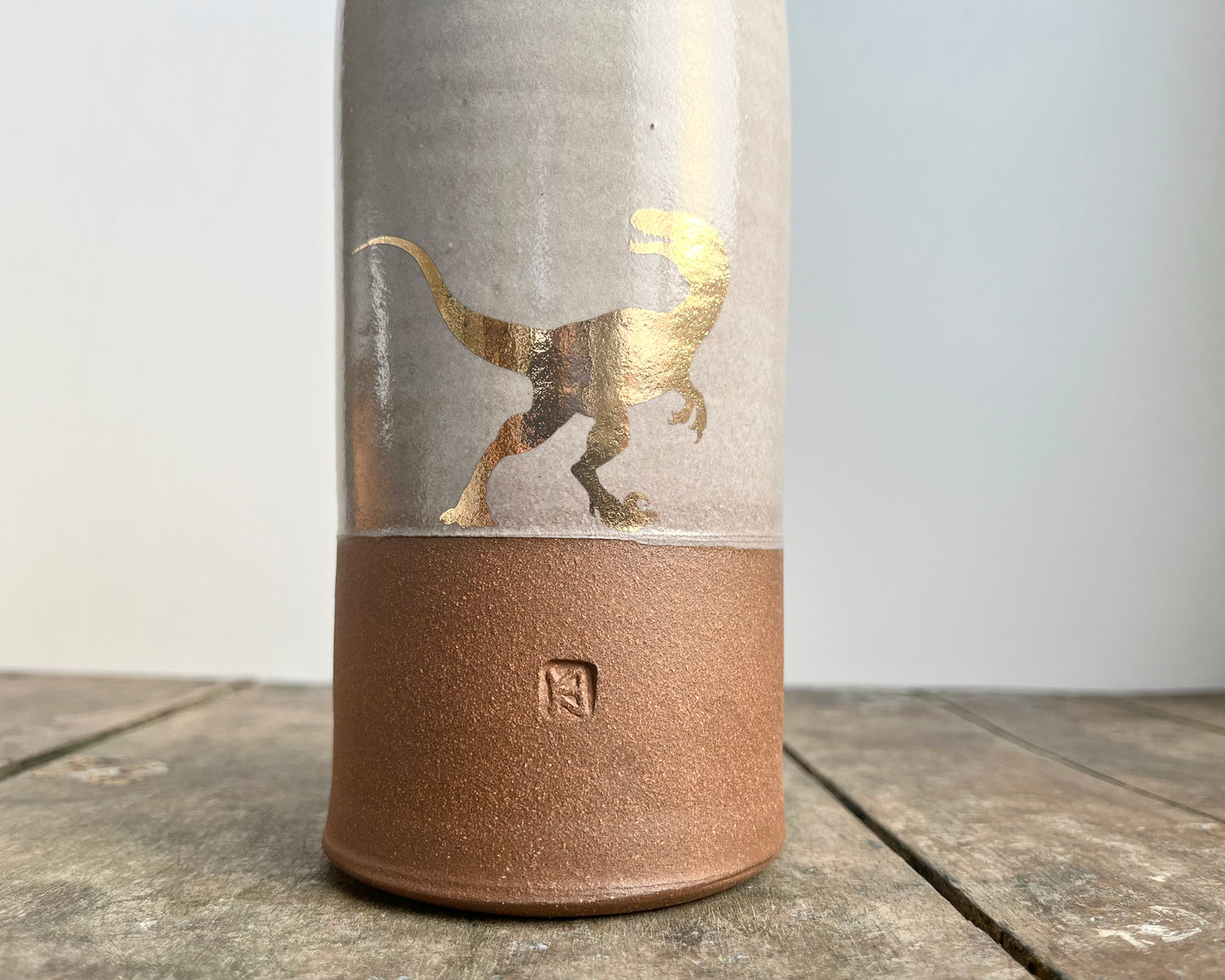 Gold Velociraptor Vase