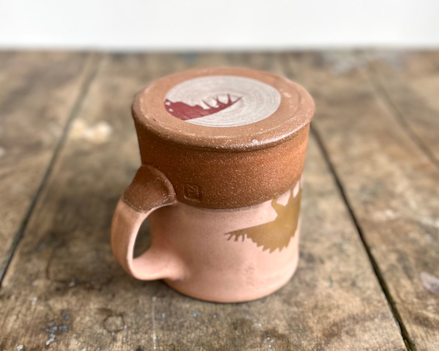 Gold Stegosaurus Americano Mug - pink matte
