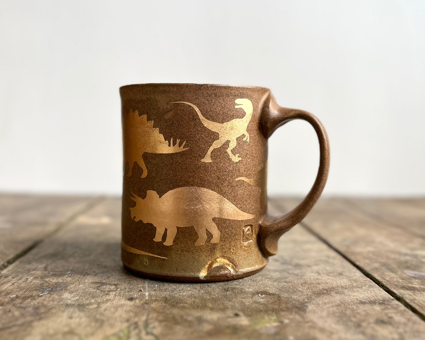 Gold Dinosaur Mug - Matte Brown