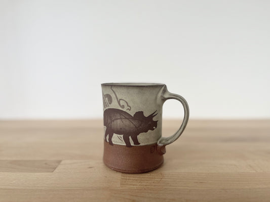 Triceratops Mug with pattern - matte grey