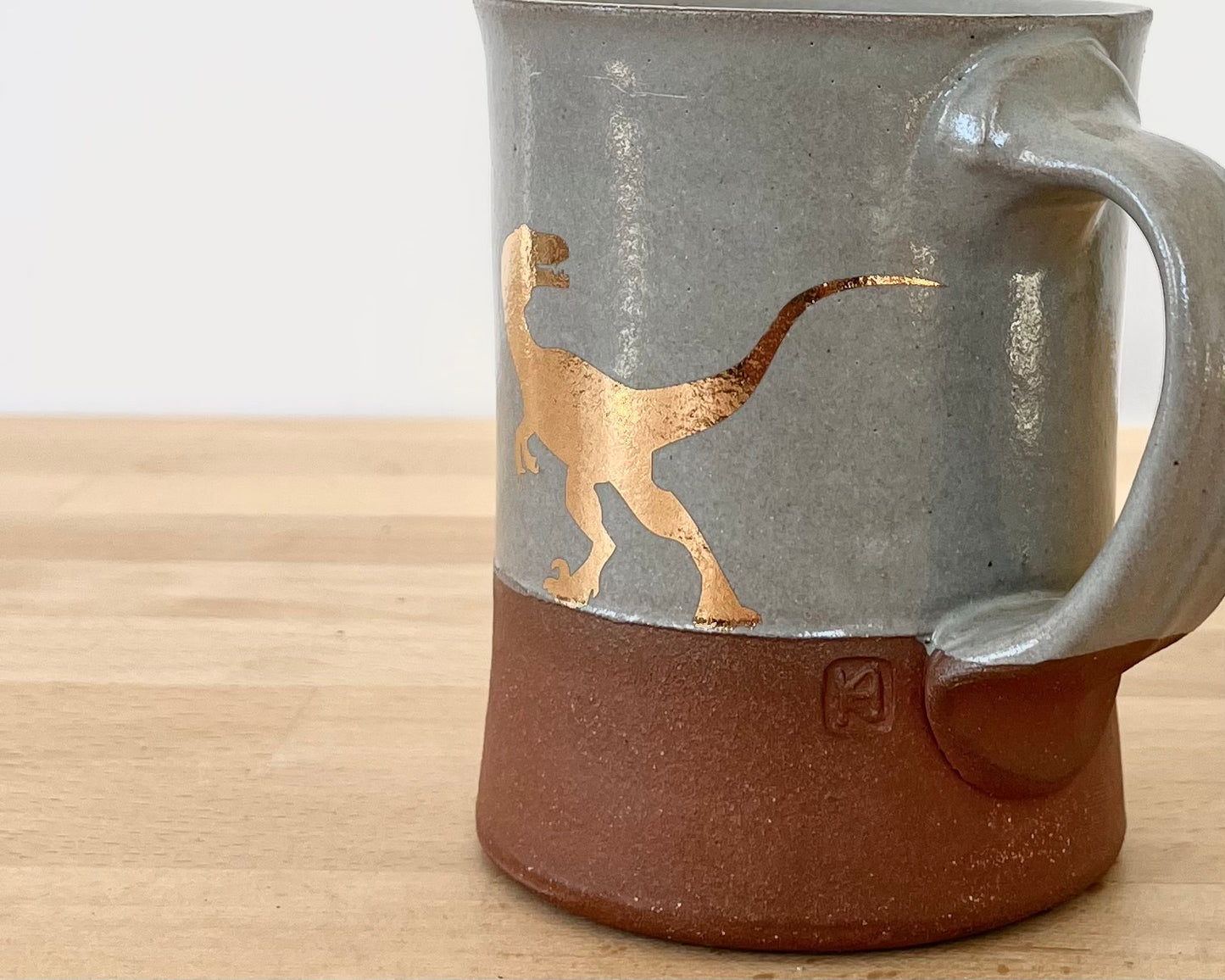 Gold Velociraptor Mug - blue