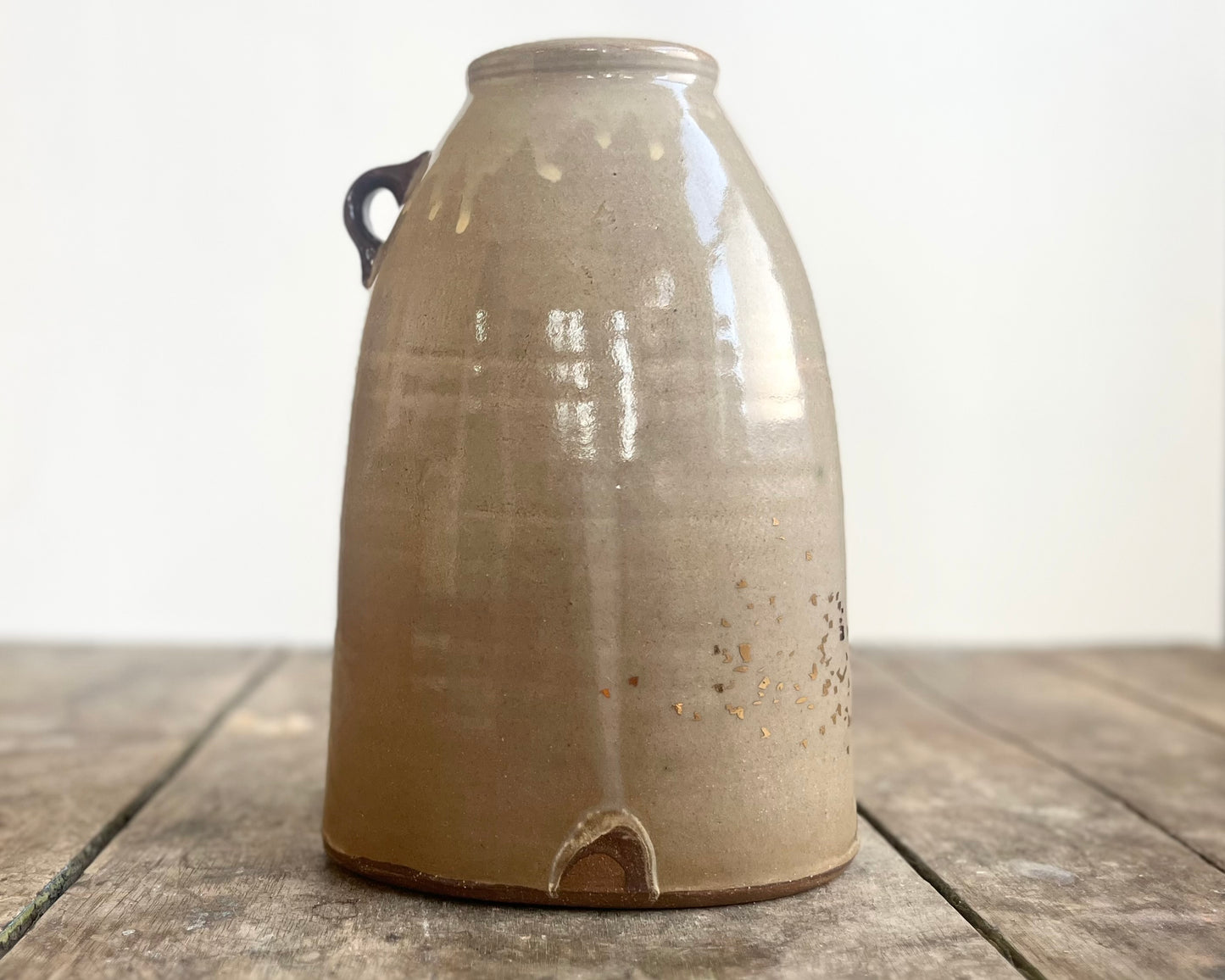 Flattened Vase with Gold Birds