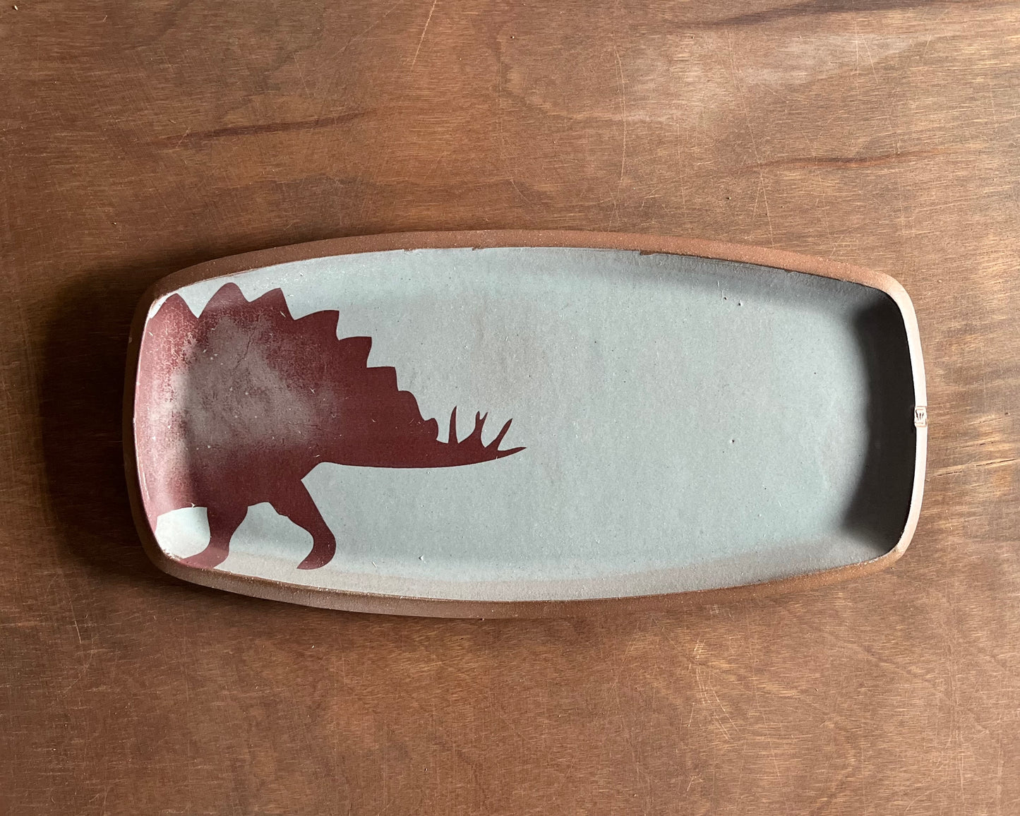 Stegosaurus Medium Rectangle Plate - blue