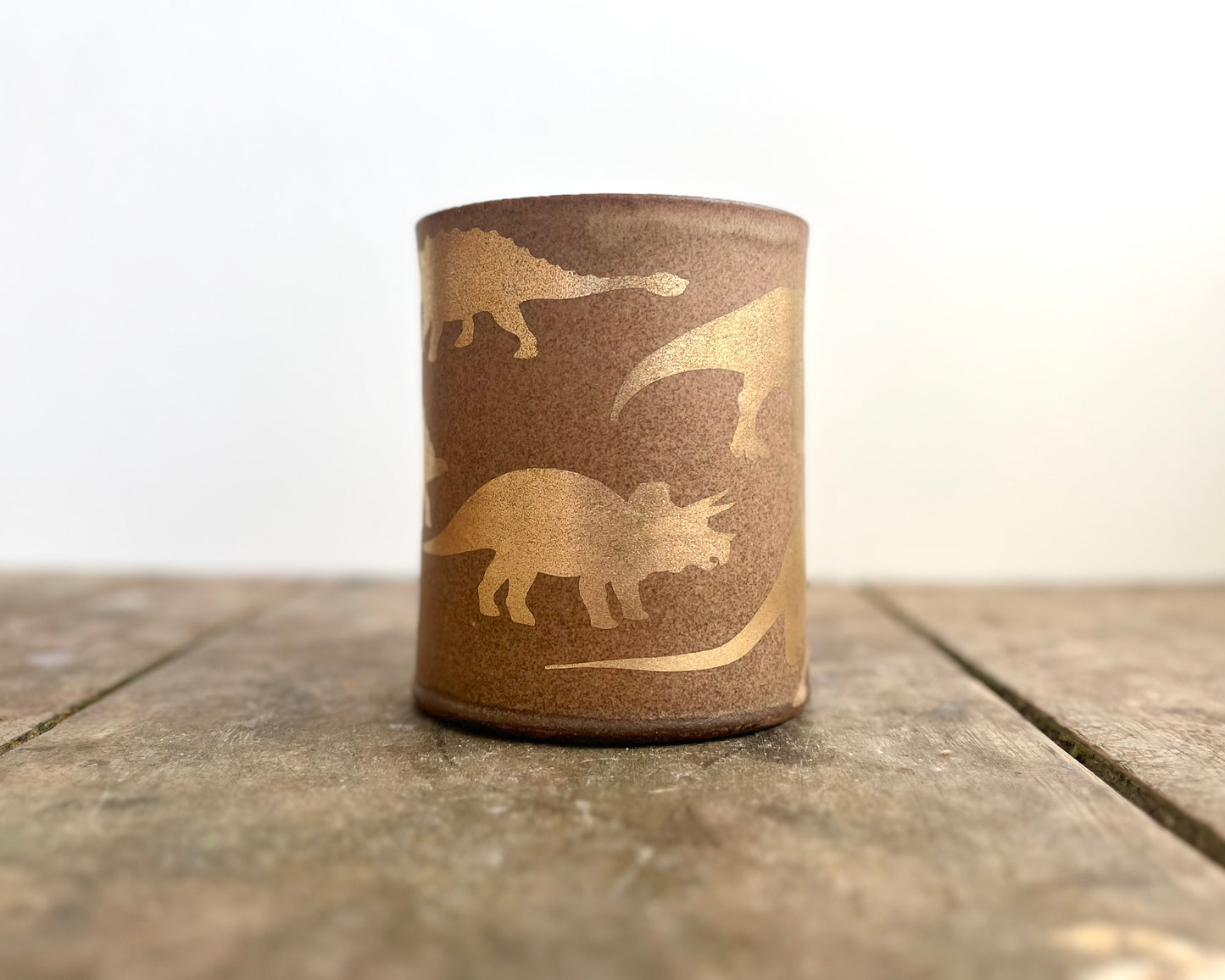Gold Dinosaur Mug - Matte Brown