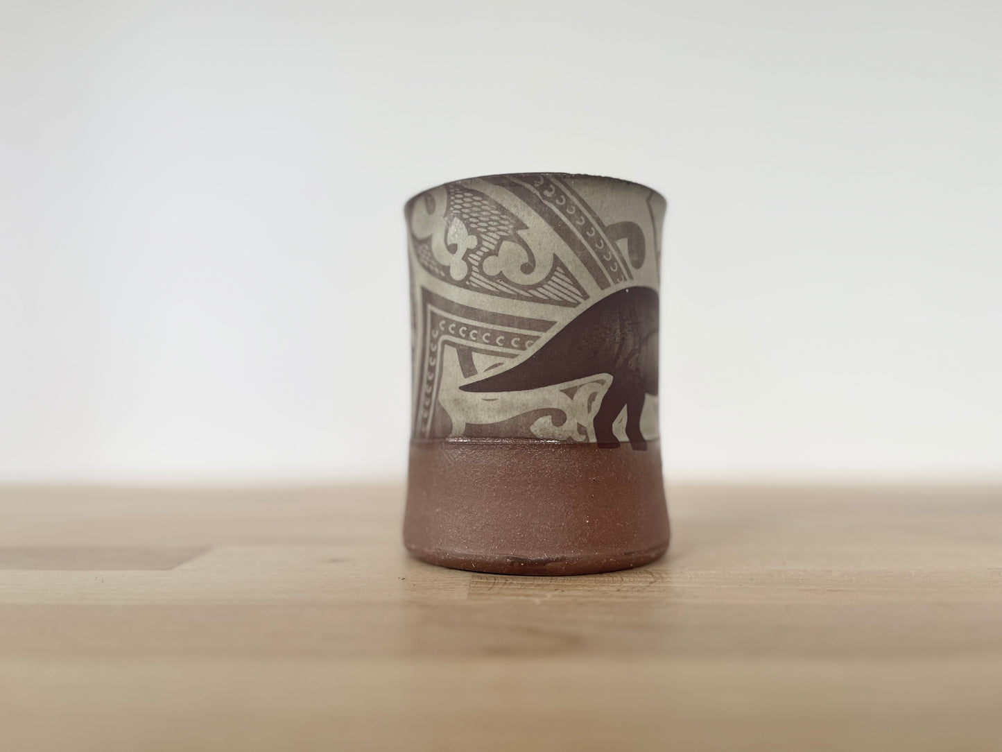 Triceratops Mug with pattern - matte grey