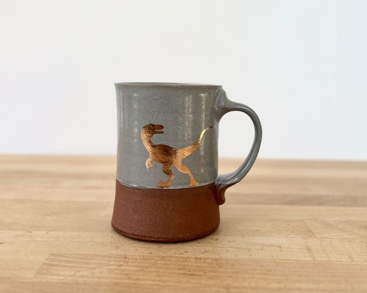 Gold Velociraptor Mug - blue