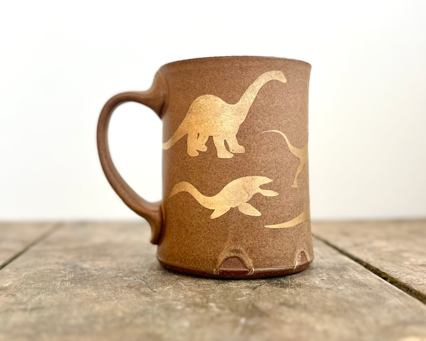 Gold Dinosaur Mug - Matte Brown