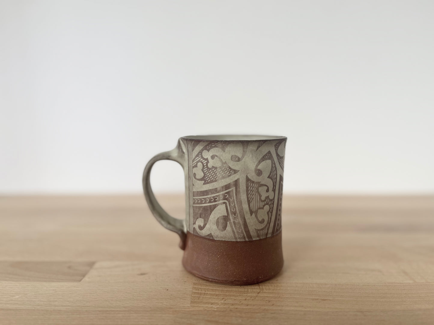 Triceratops Mug with pattern - matte grey