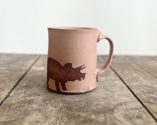 Triceratops Mug - matte pink