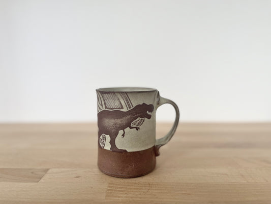 T-Rex Mug with pattern - matte grey