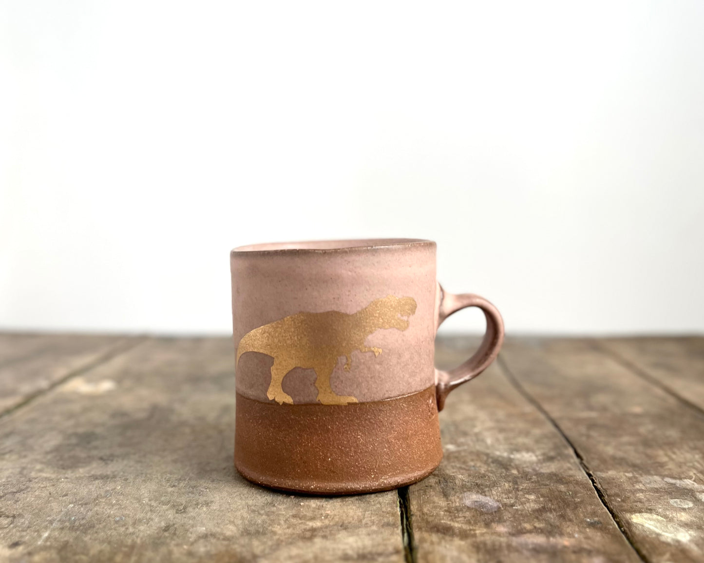 Gold T-Rex Americano Mug - pink matte