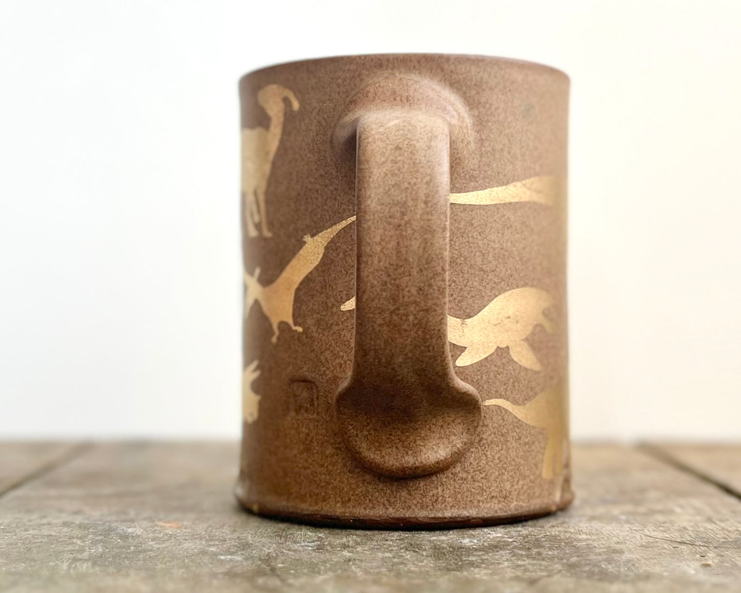 Gold Dinosaur Mug - Matte Brown