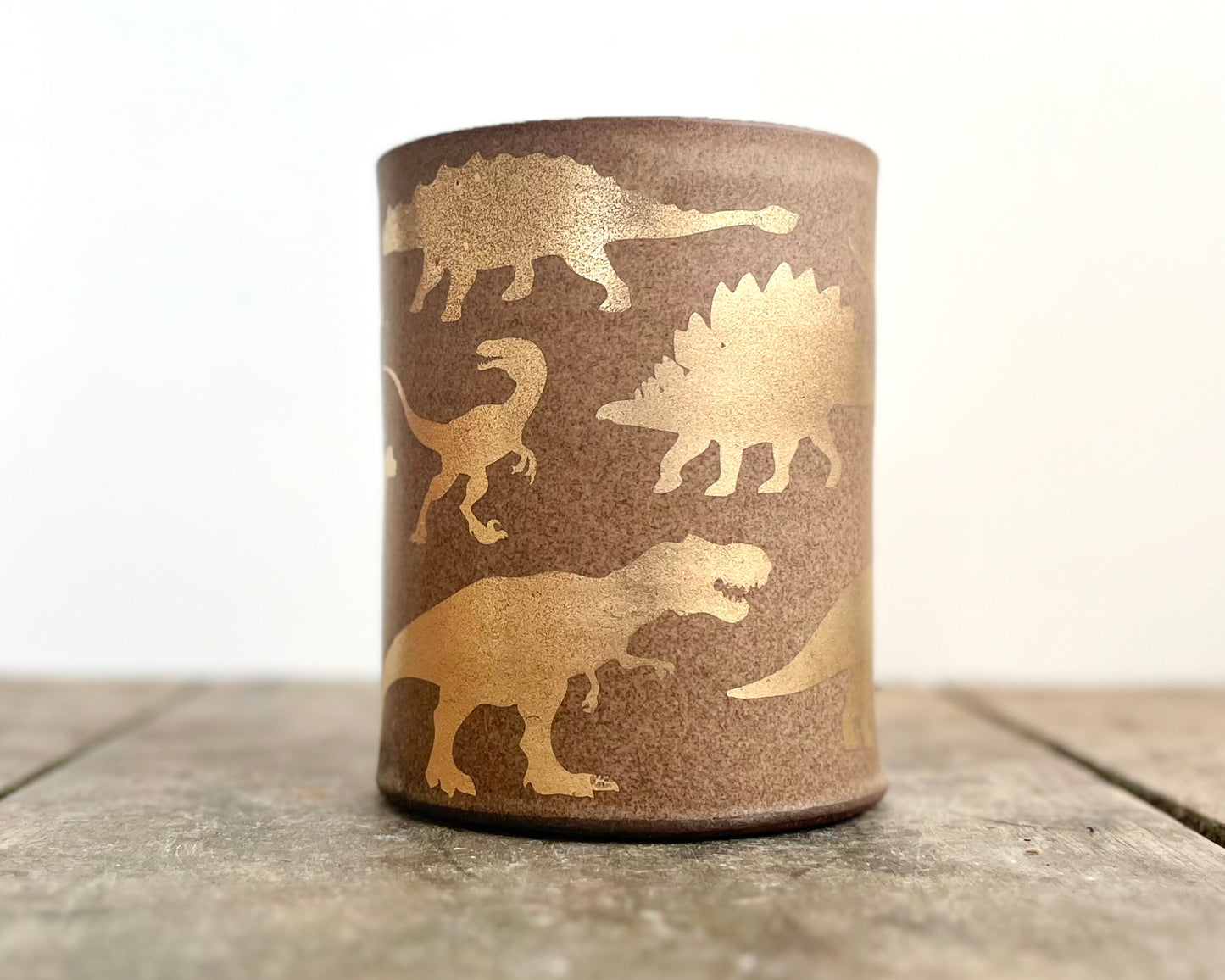 Gold Dinosaur Mug - Matte Brown