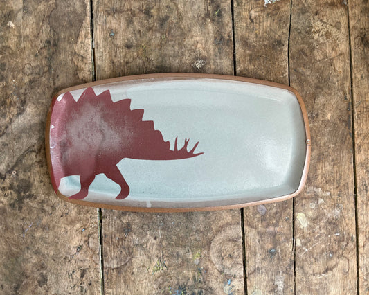 Stegosaurus Large Rectangle Plate - blue