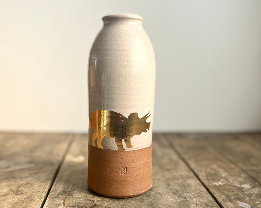 Gold Triceratops Vase