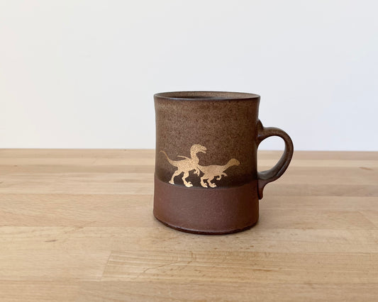 Gold Velociraptor Pack Americano Mug - brown matte