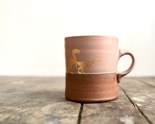 Gold Velociraptor Pack Americano Mug - pink matte