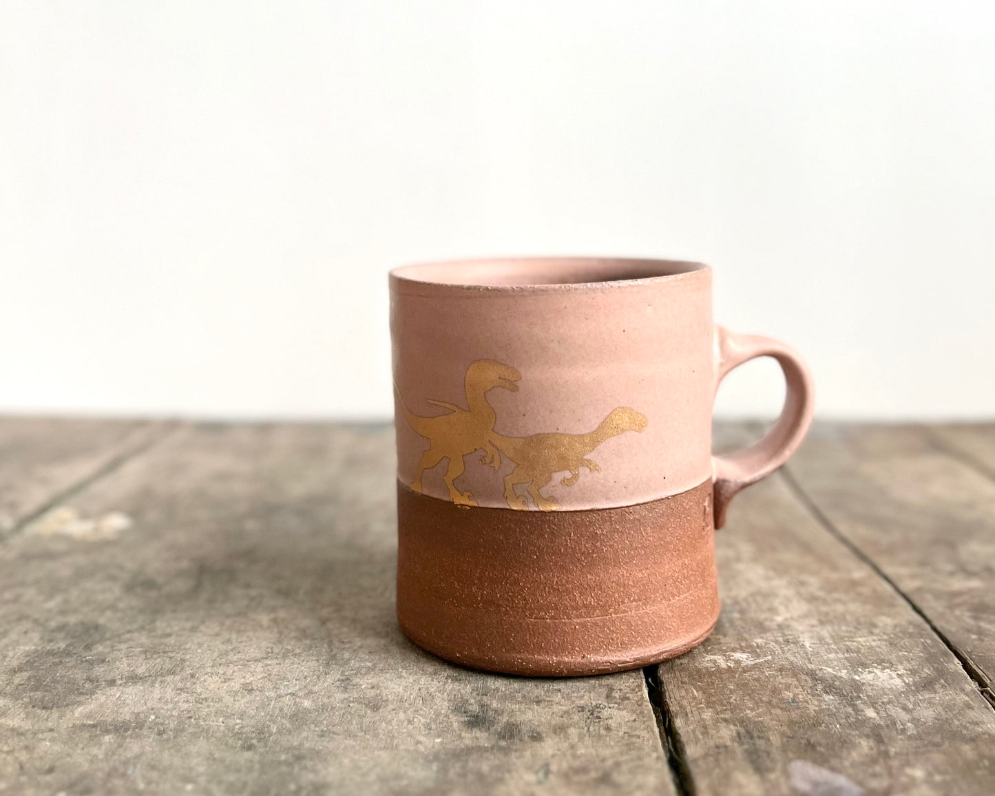 Gold Velociraptor Pack Americano Mug - pink matte