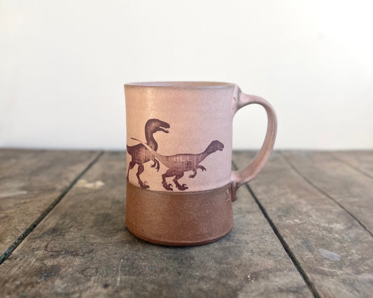 Velociraptor Pack Mug - pink matte