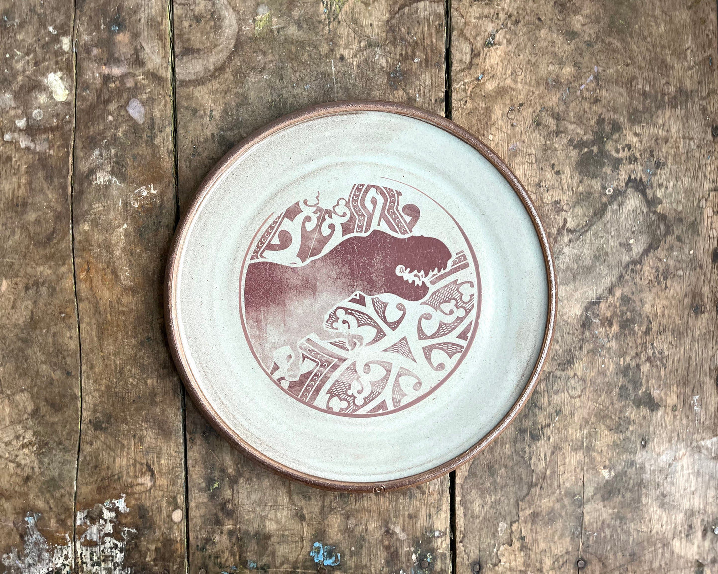 T-Rex Dinner Plate - blue