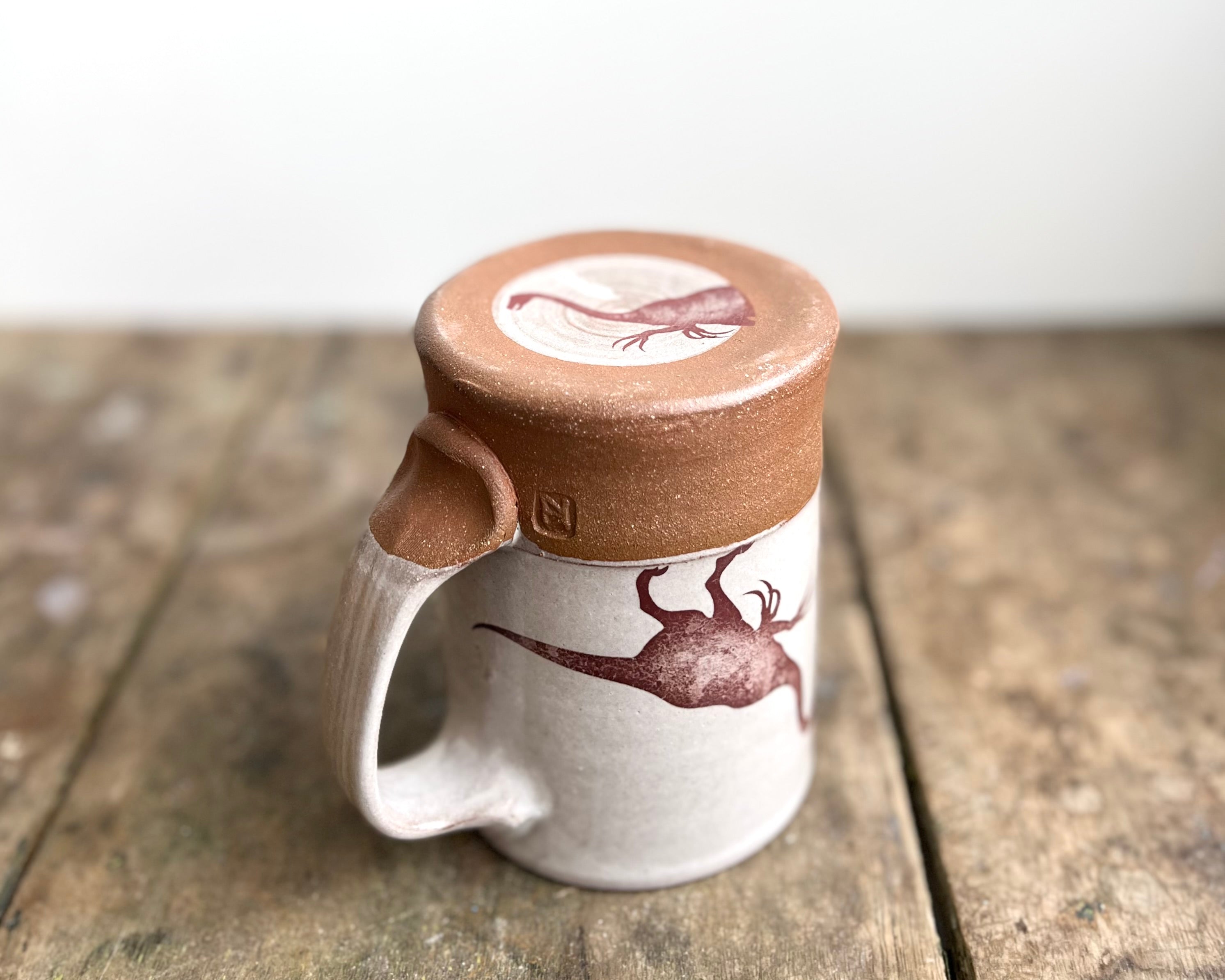 Therinzosaurus Mug - white – Keith Hershberger Ceramics