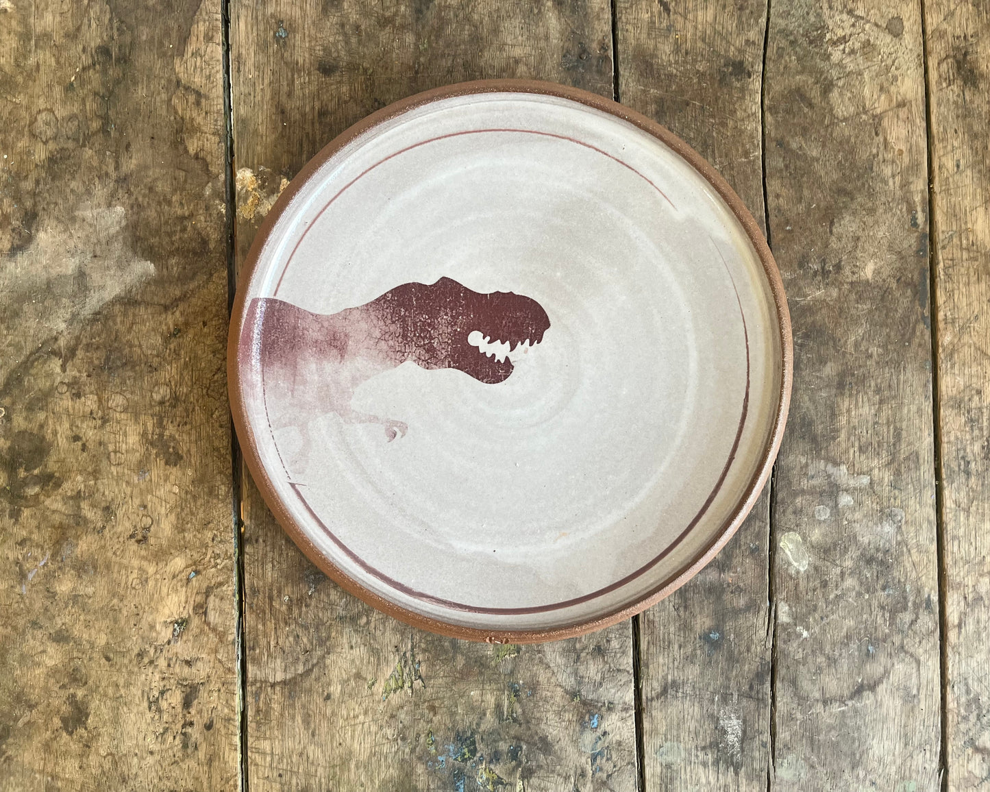 T-Rex Dinner Plate - white