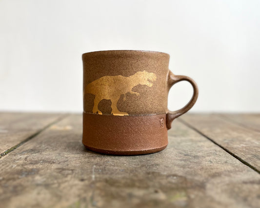 Gold T-Rex Americano Mug - brown matte