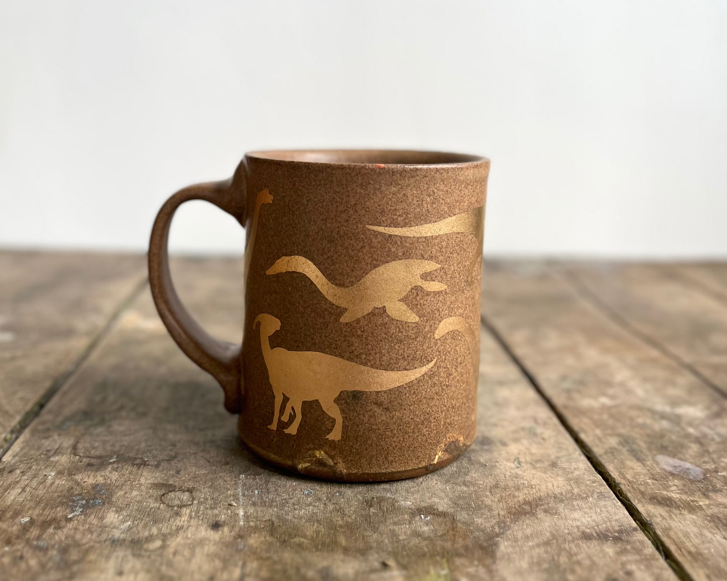 Gold Dinosaur Mug - Matte Brown
