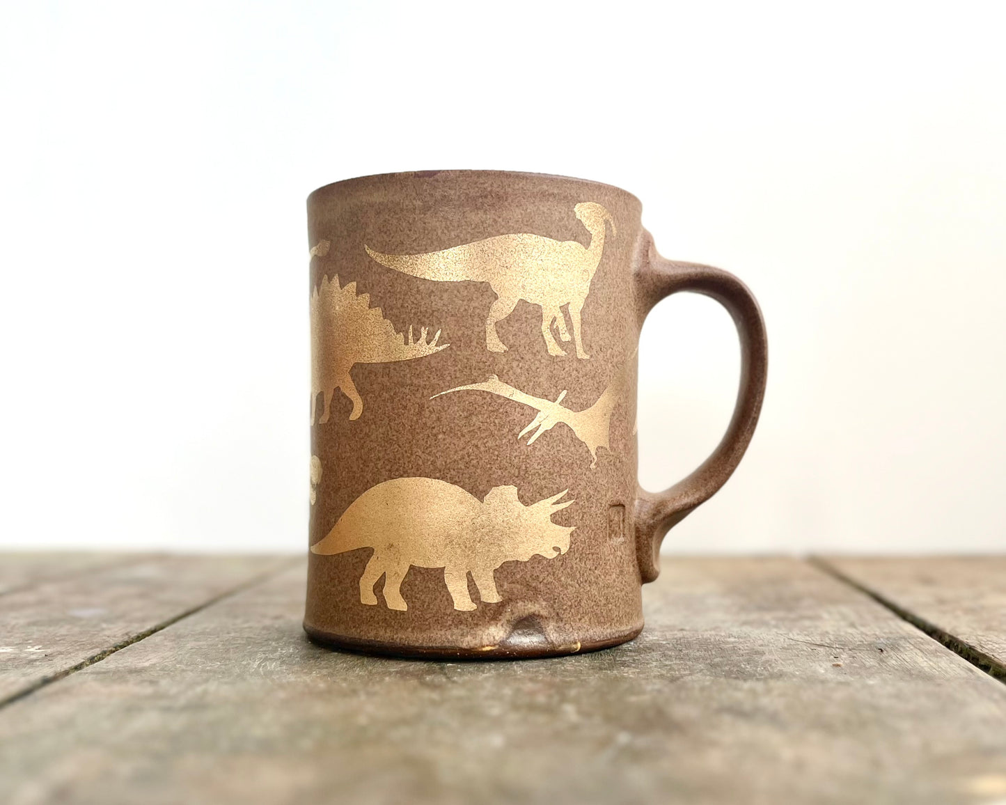 Gold Dinosaur Mug - Matte Brown