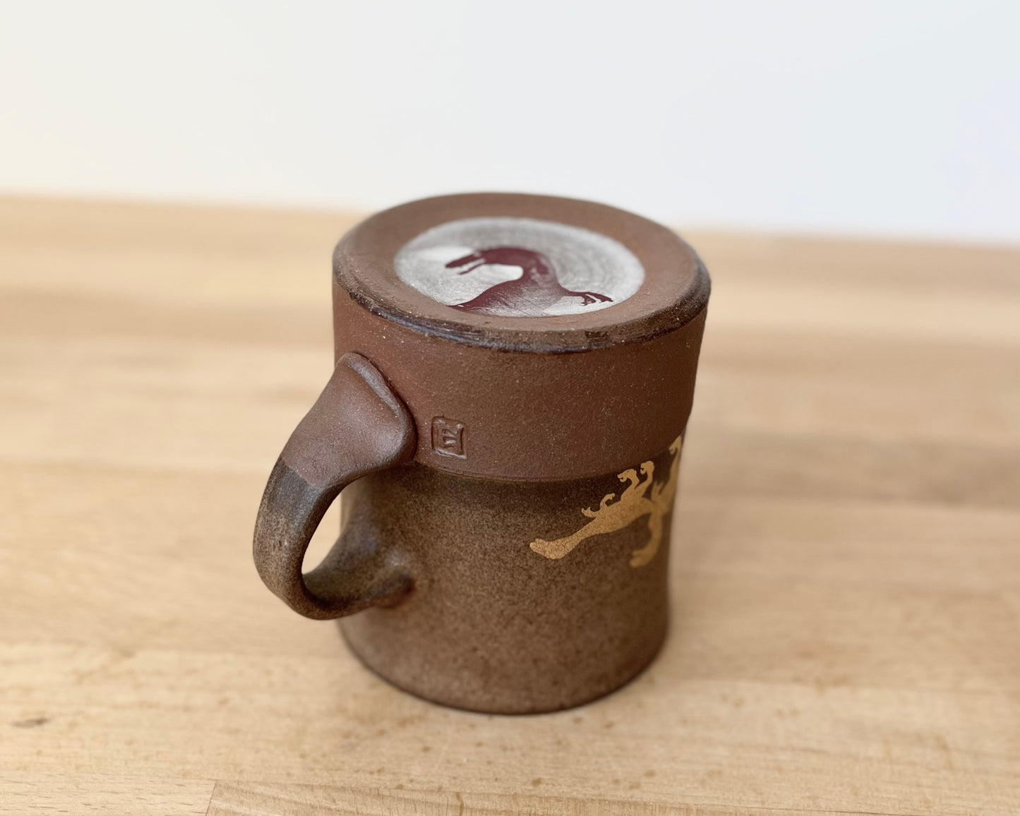 Gold Velociraptor Pack Americano Mug - brown matte