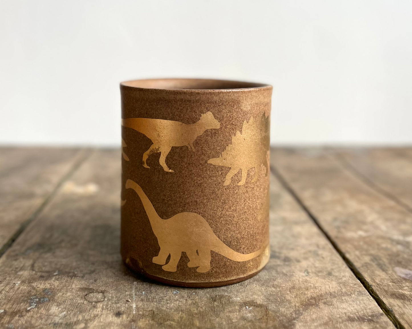 Gold Dinosaur Mug - Matte Brown