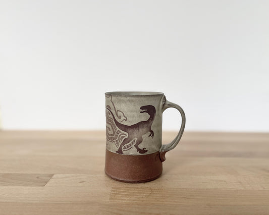 Velociraptor Mug with pattern - matte grey