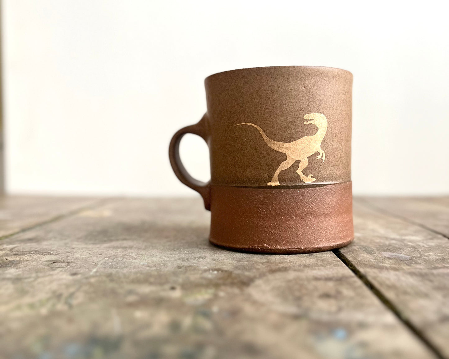 Gold Velociraptor Pack Americano Mug - brown matte