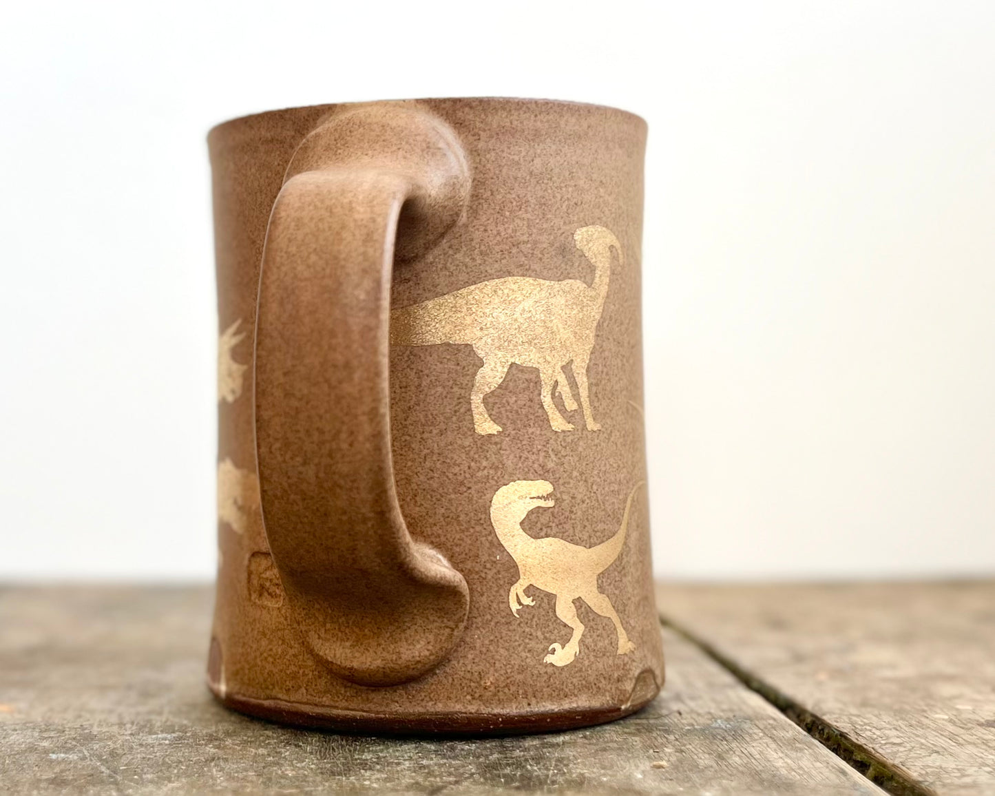 Gold Dinosaur Mug - Matte Brown