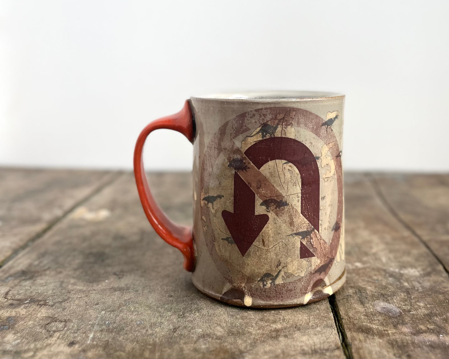 Mug with slip, gold decals and image transfer