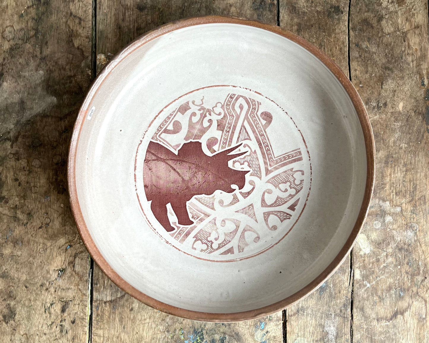 Serving Bowl with Triceratops