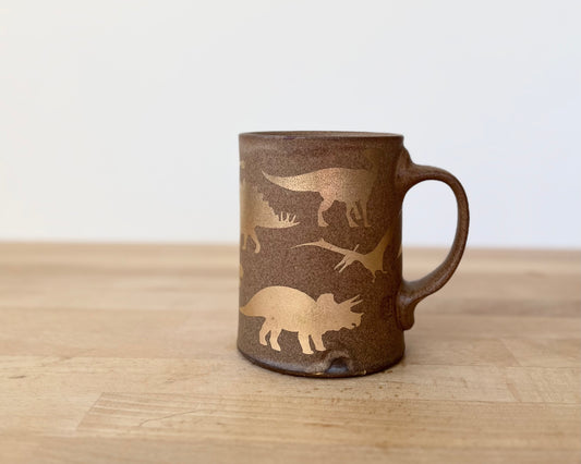 Gold Dinosaur Mug - Matte Brown