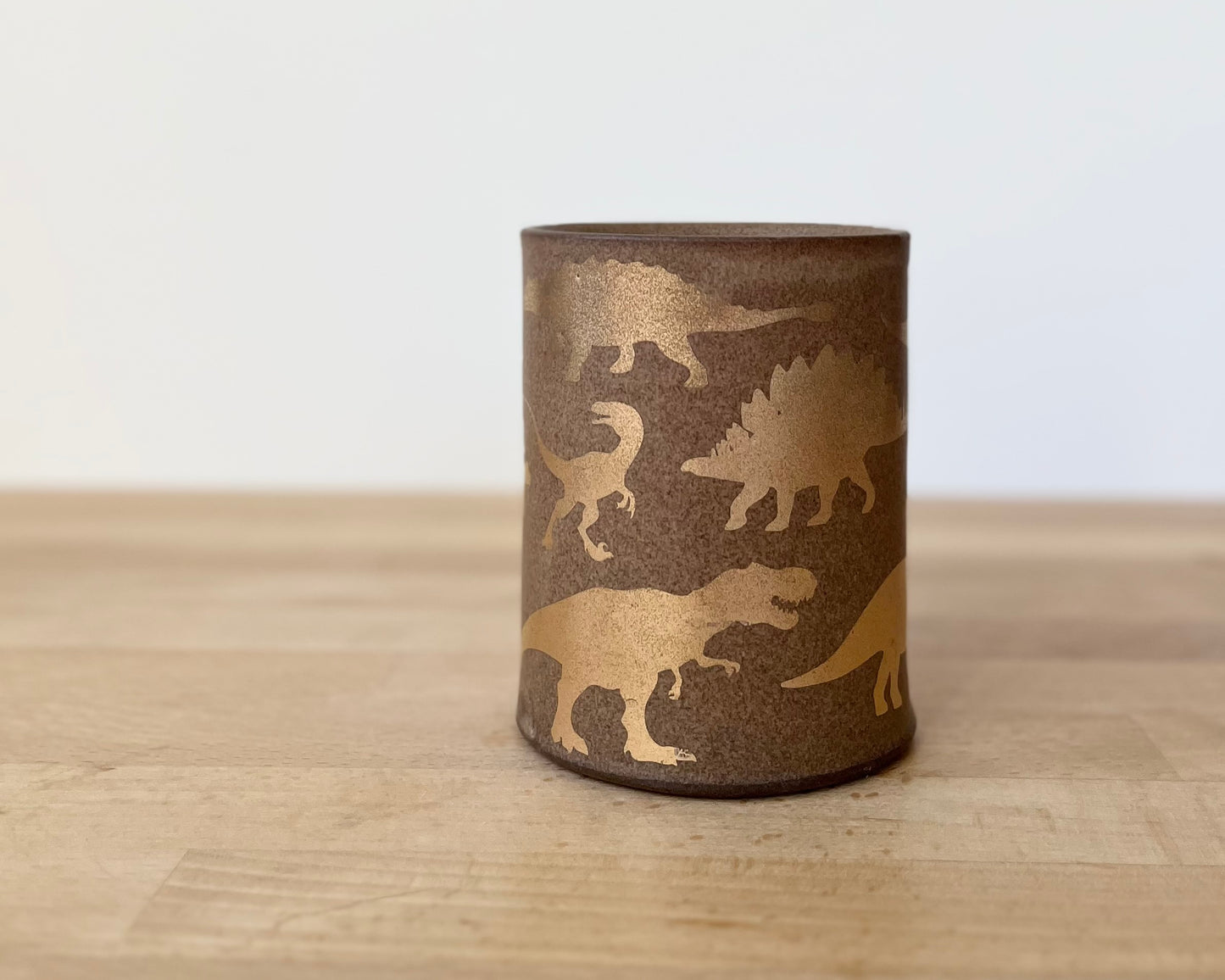 Gold Dinosaur Mug - Matte Brown