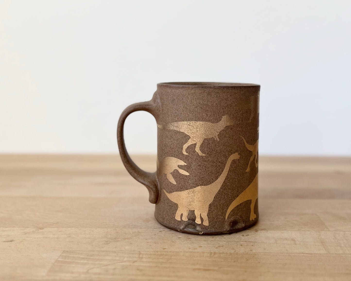 Gold Dinosaur Mug - Matte Brown