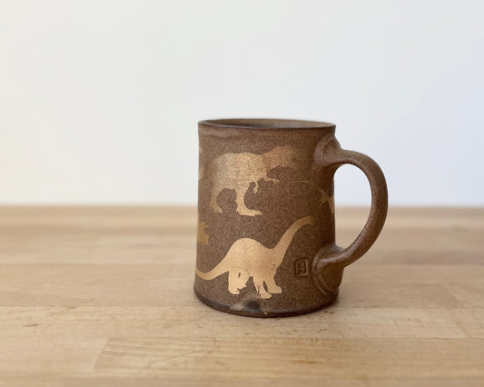 Gold Dinosaur Mug - Matte Brown