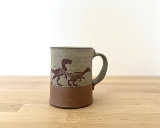 Velociraptor Pack Mug - matte grey