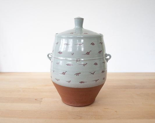 Lidded Jar with Little Dinosaurs