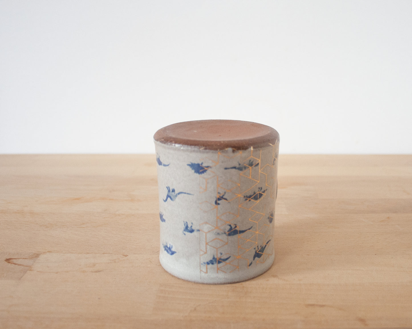 Gold Coneflower Mug with small blue dinos