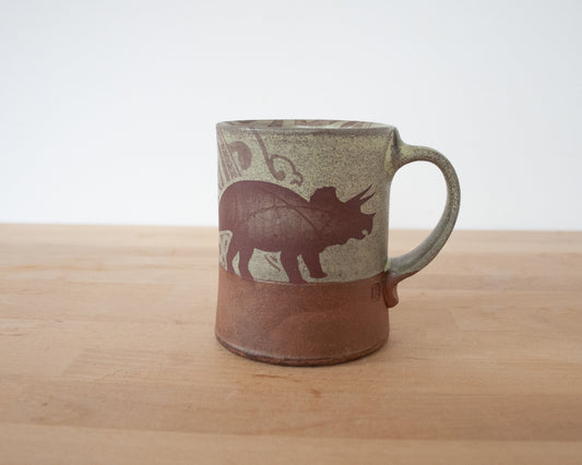 Triceratops Mug with pattern - speckled green