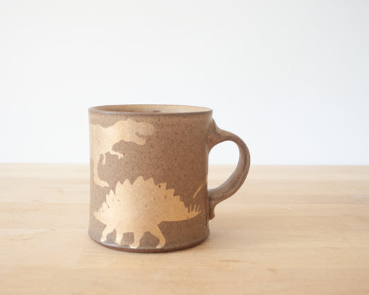 Gold Dinosaur Mug with Matte Brown Glaze