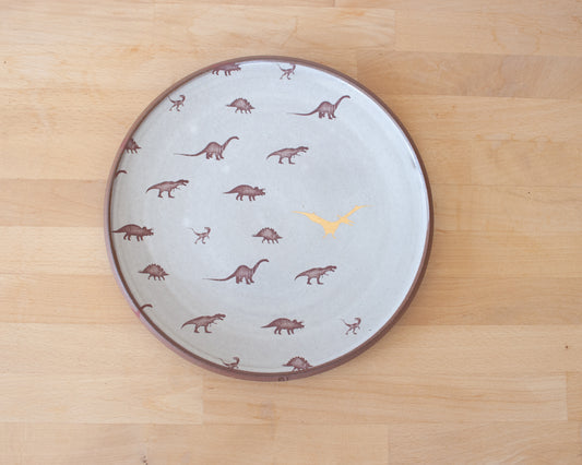 Gold Pterodactyl Plate with little dinos