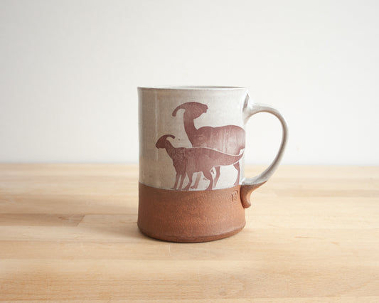 Parent/Child Parasaurolophus Mug - white