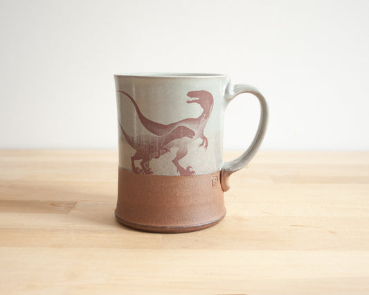 Parent/Child Velociraptor Mug - blue