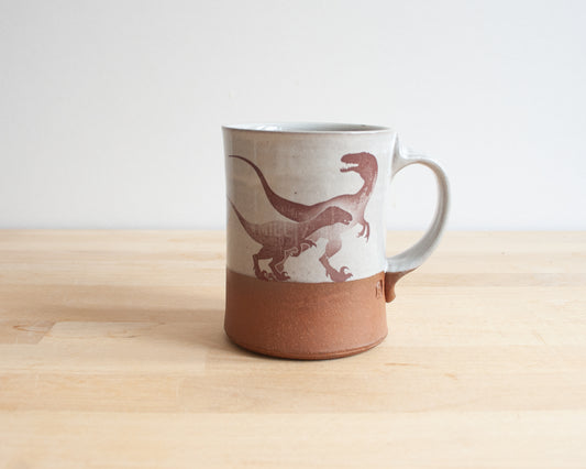 Parent/Child Velociraptor Mug - white